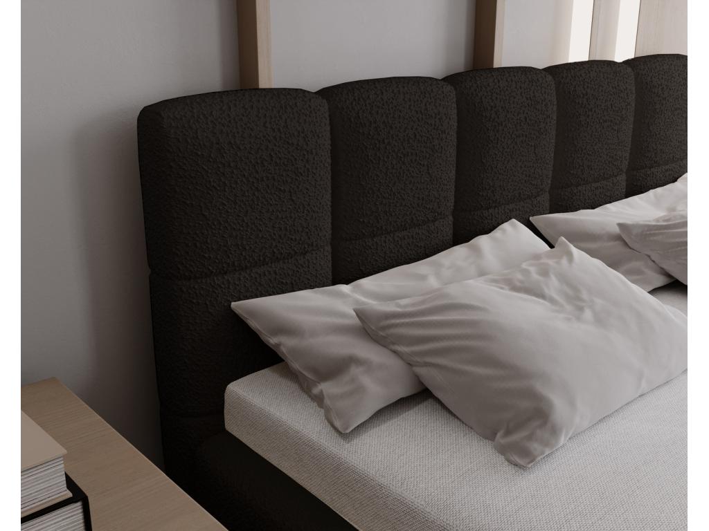 Laviecasa Lit double 180x200 Kastilo - Lit avec pieds Sommier à Laviecasa Tête de Lit rangement - lit 180x200 Bouclé Noir Anthology 19 ZCXC88601
