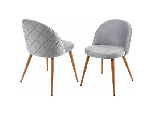 2x chaise de salle à manger Chicyla-D53 fauteuil style rétro années 50 en velours - gris clair AAJF18186