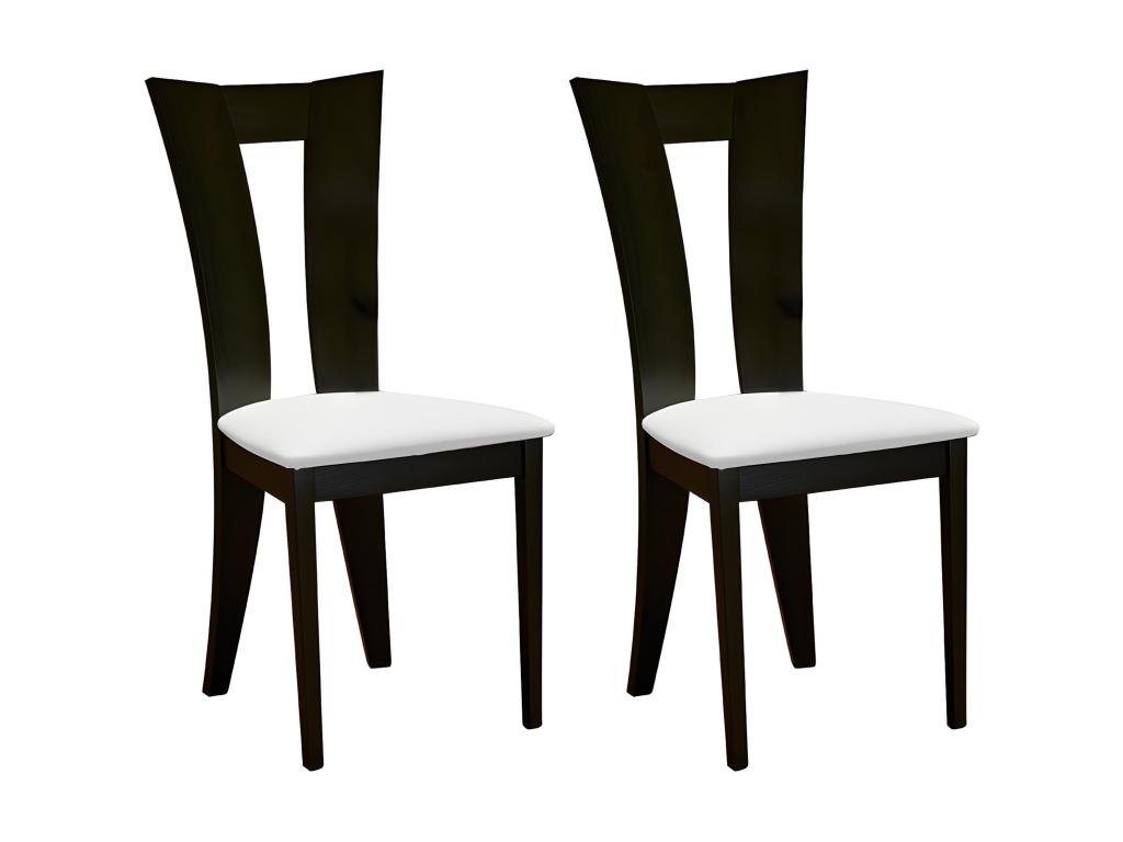 Lot de 2 chaises Chicyla - Hêtre massif - Couleuris Wengé et blanc DJIE13451