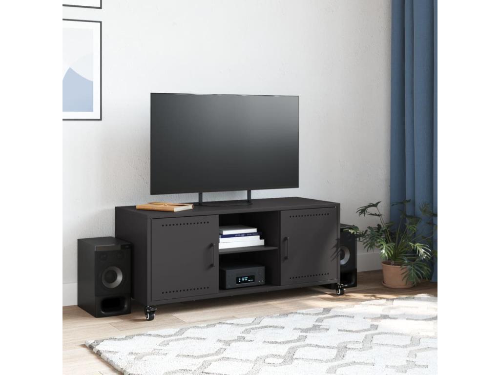 Meuble TV noir 100,5x39x43,5 cm acier laminé à froid OXZX44826