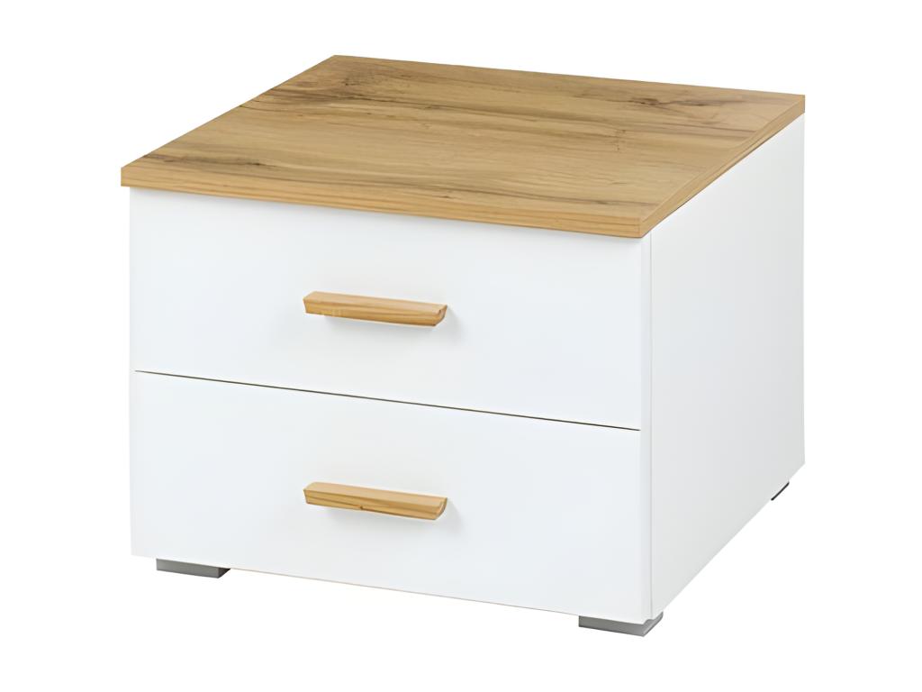 Lot de 2 tables de chevet WOOD avec 2 tiroirs Couleuris chêne et blanc alpin APCR46127