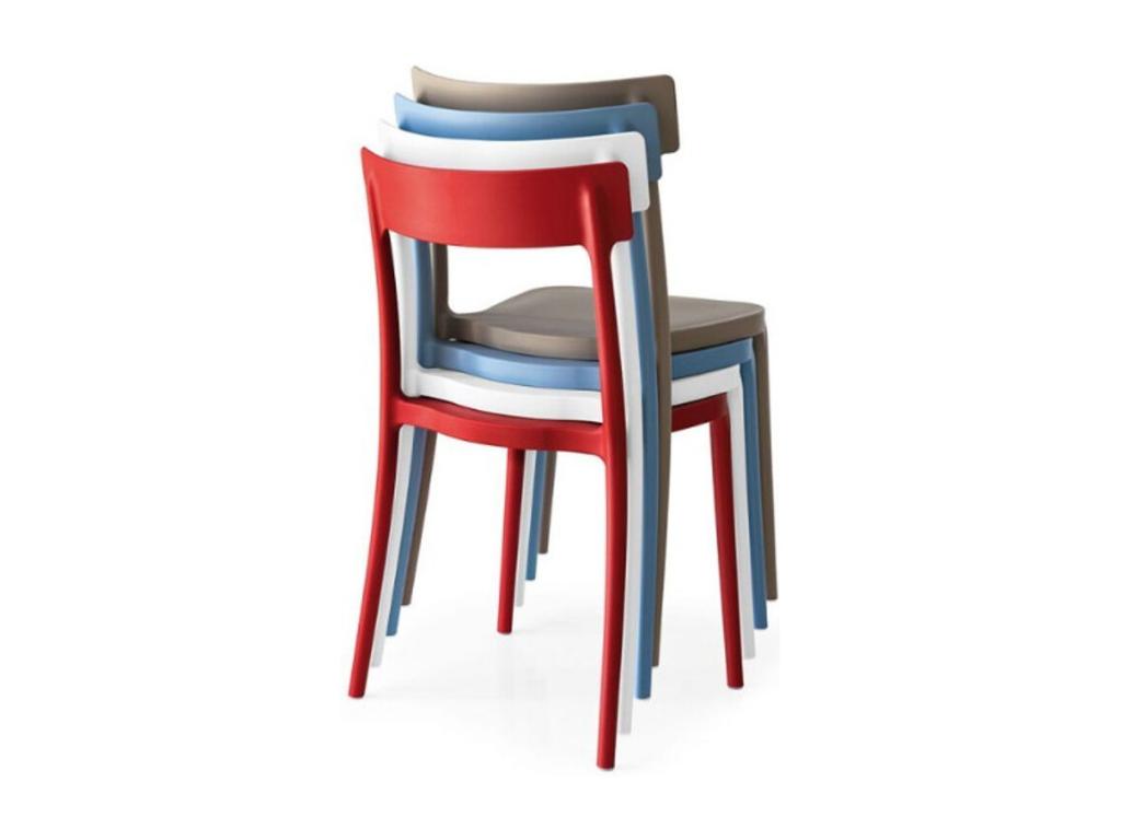 Chaise italienne empilable polypropylène Chicyla - Lot de 4-Couleur Rouge VQIQ45161