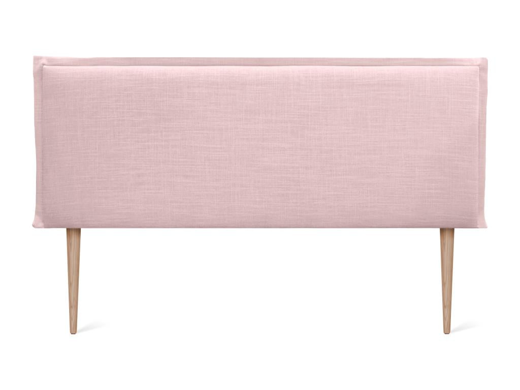 Meublori Tête de lit en lin naturel uni avec passepoils 135x105cm avec Pieds Lits 120/135 - Rose Pâle