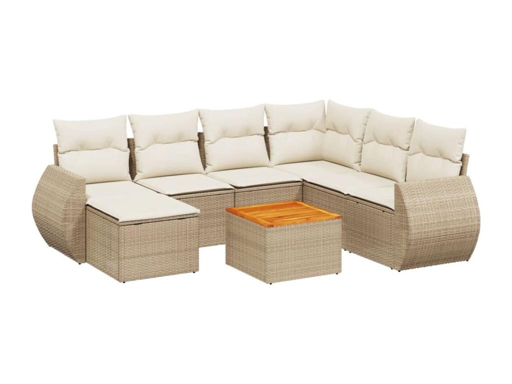 Salon de jardin avec coussins 8 pièces beige résine tressée IGDG74179