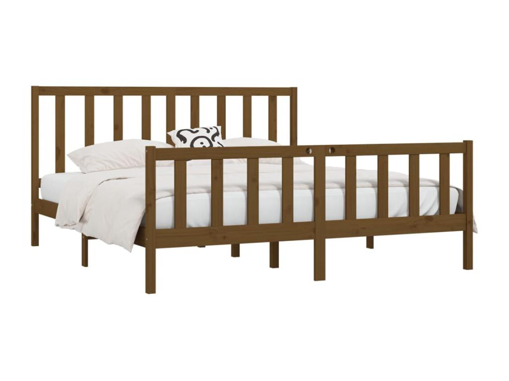 Cadre de lit Marron miel Bois massif 200x200 cm LAZD72584