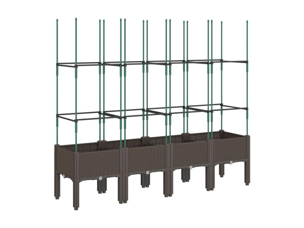 Jardinière avec treillis marron 160x40x142,5 cm PP FSCS85657