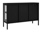 Buffet Noir 105x35x70 cm Acier et verre YEGB70067