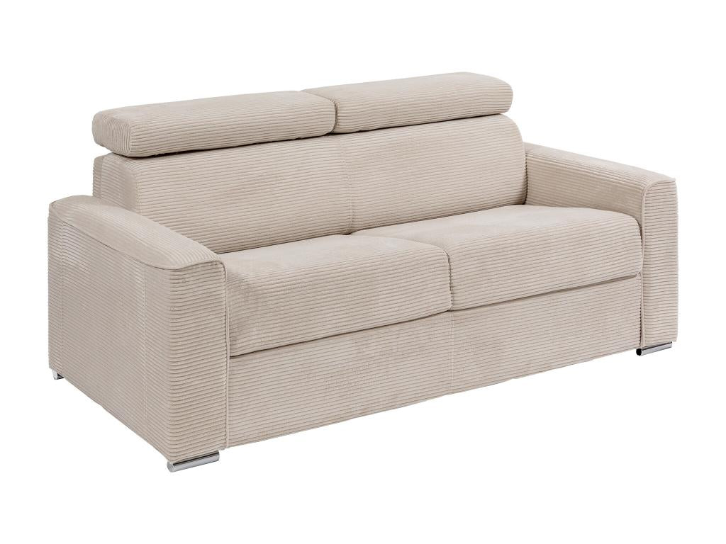 Canapé 4 places convertible express en velours côtelé beige - Couchage 160 cm - Matelas 14 cm - Chicyla GQEX65961