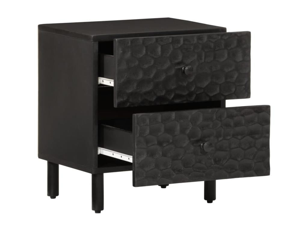 Table de chevet noir 40x33x46 cm bois de manguier solide