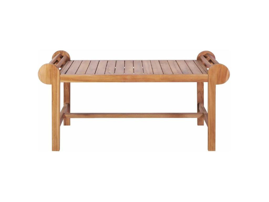 Table basse rectangulaire bouts arrondis teck massif clair Chicyla YTYL09554