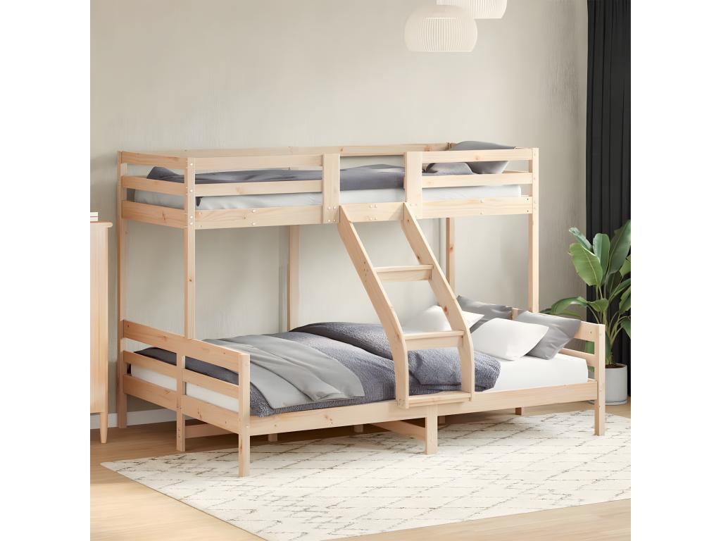 Lit superposé 80x200/140x200 cm bois de pin massif KWMS80154