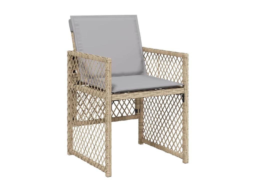 Ensemble à manger de jardin coussins 13 pièces méChicyla beige rotin QAGM01635