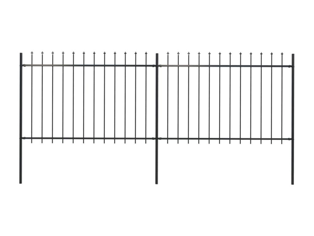 Clôture de jardin avec dessus en lance Acier 3.4x1.2 m Noir RYLC32269