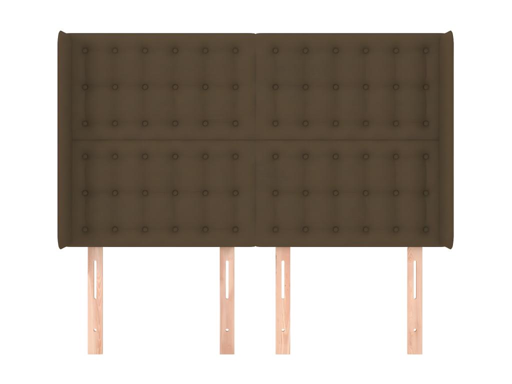 Tête de lit avec oreilles Marron foncé 147x16x118/128 cm Tissu IDHH27521