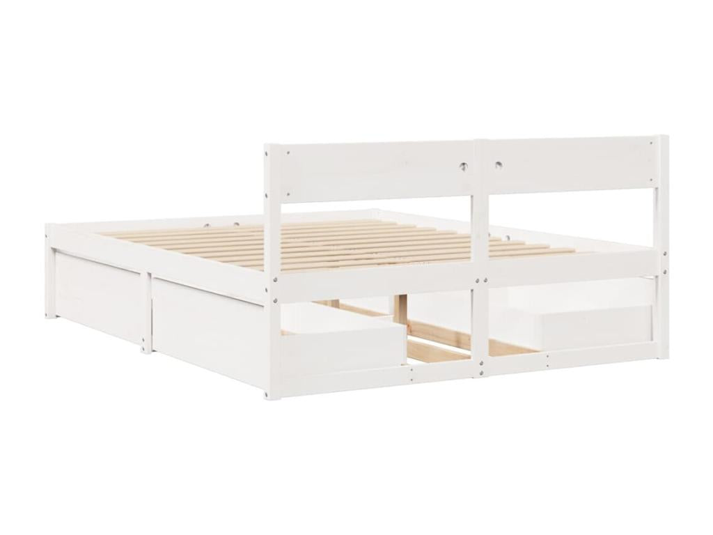 Cadre de lit sans matelas blanc 160x200 cm bois de pin massif HVDH38533