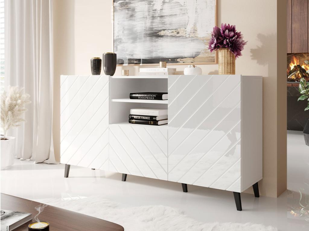 Commode Domopure 143 Blanc brillant - Blanc Avec tiroirs et portes Nombre de tiroirs 1 UYXI17027