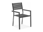 Fauteuil de jardin aluminium et bois synthétique gris foncé MACS05902