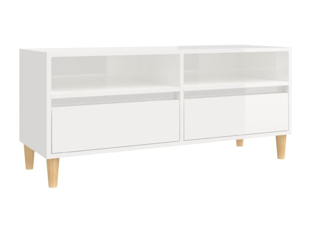 Meuble TV blanc brillant 100x34,5x44,5 cm bois d'ingénierie PCPD08528