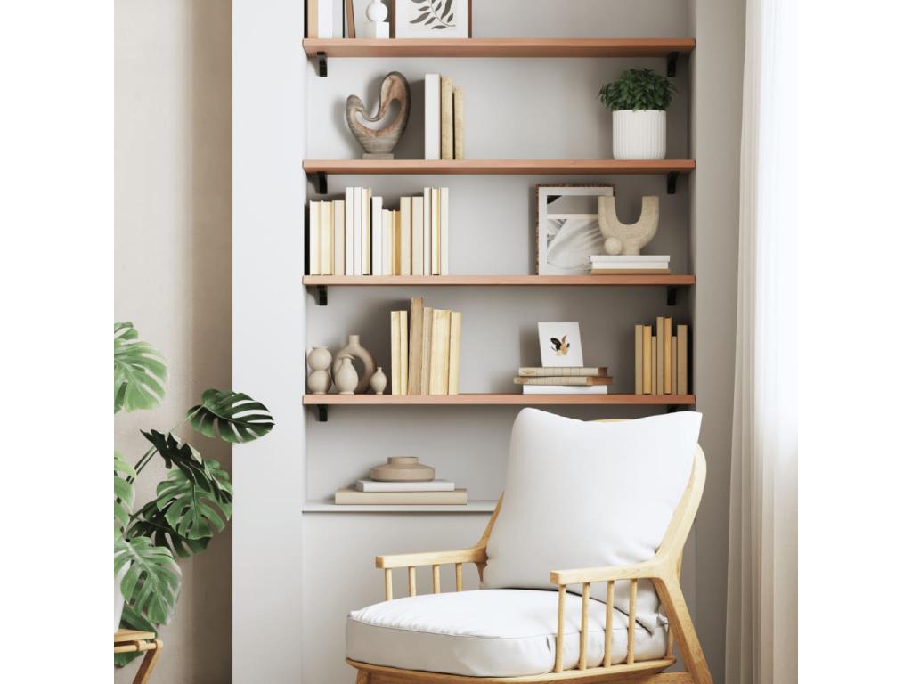Étagère murale marron clair 100x30x2cm bois chêne massif traité NHEM62353
