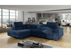 Canapé d'angle gauche convertible velours bleu marine Chicyla 275cm GUBJ45446
