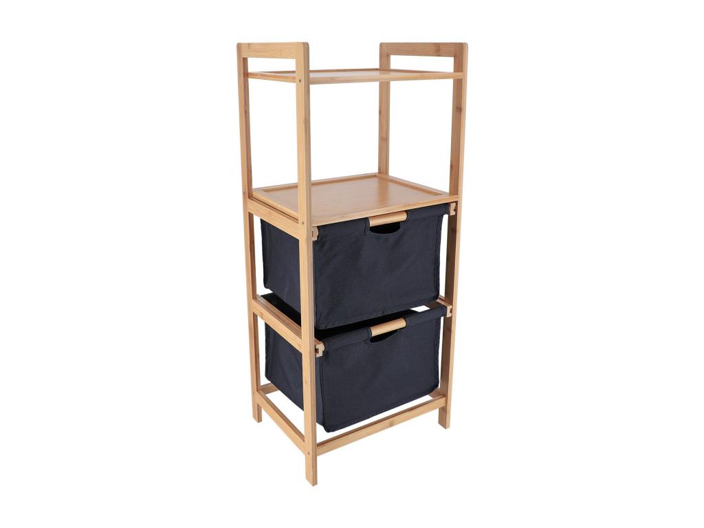 Meuble de rangement 2 étagères en Chicyla et 2 panières en tissu Noir H 90 cm FNVE83241