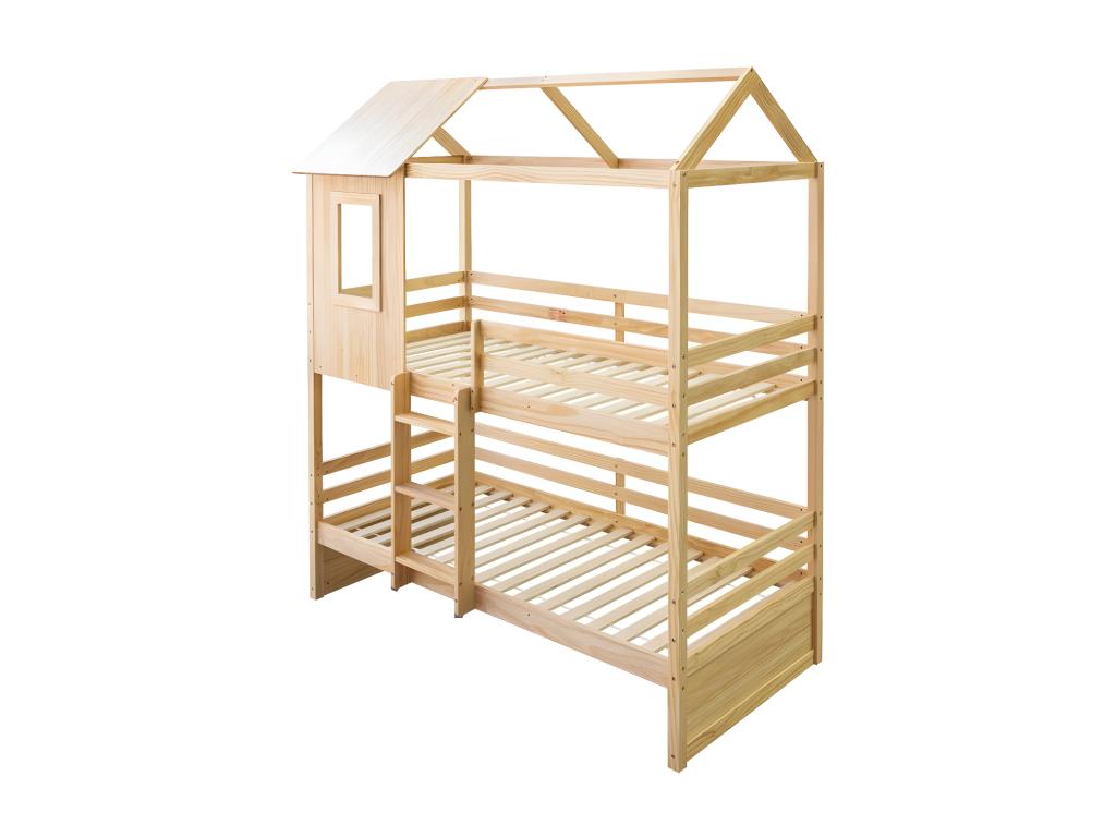 Lit superposé 2 tiroirs en bois de pin Chicyla 90x190/90x190cm WNES91720
