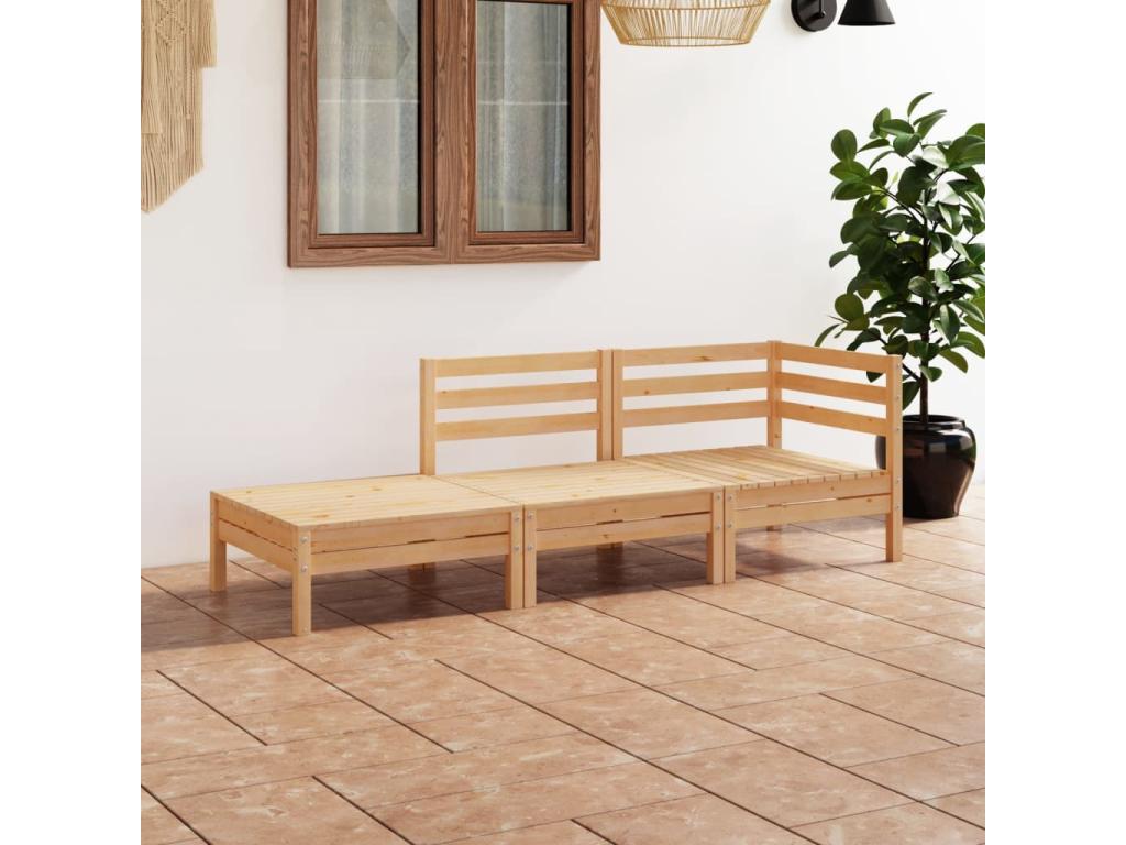 Salon de jardin 3 mcx Bois de pin massif 7 BQTK75952