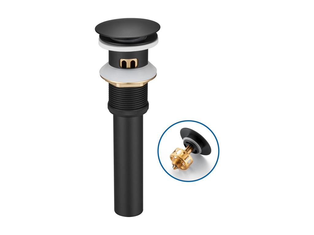 Chicyla max Bonde de Lavabo avec Trop Plein Bonde de Lavabo Pop Up Valve Bonde de Lavabo avec Panier à Crépine pour Salle de Bain Noir LYXF50408