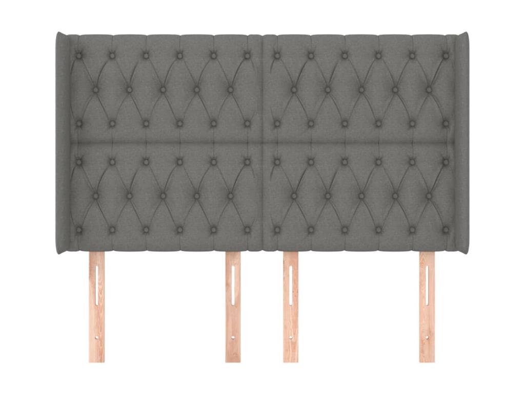 Tête de lit avec oreilles Gris foncé 163x16x118/128 cm Tissu CSYR10734