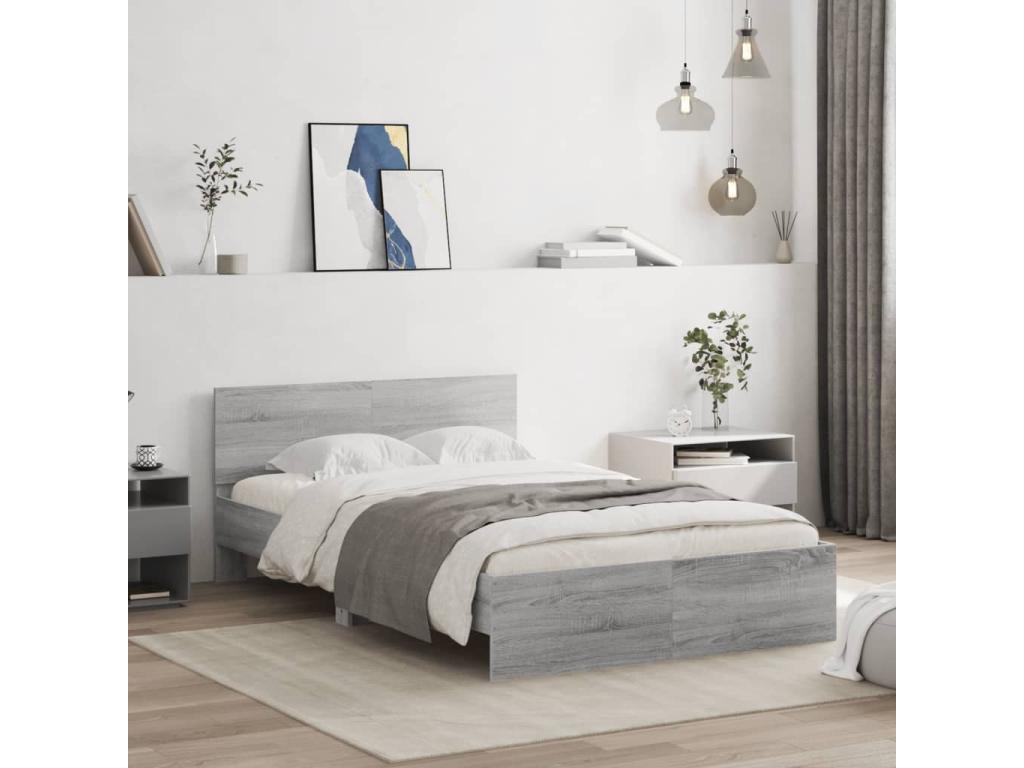 Cadre de lit sans matelas Meublori gris 120x200 cm