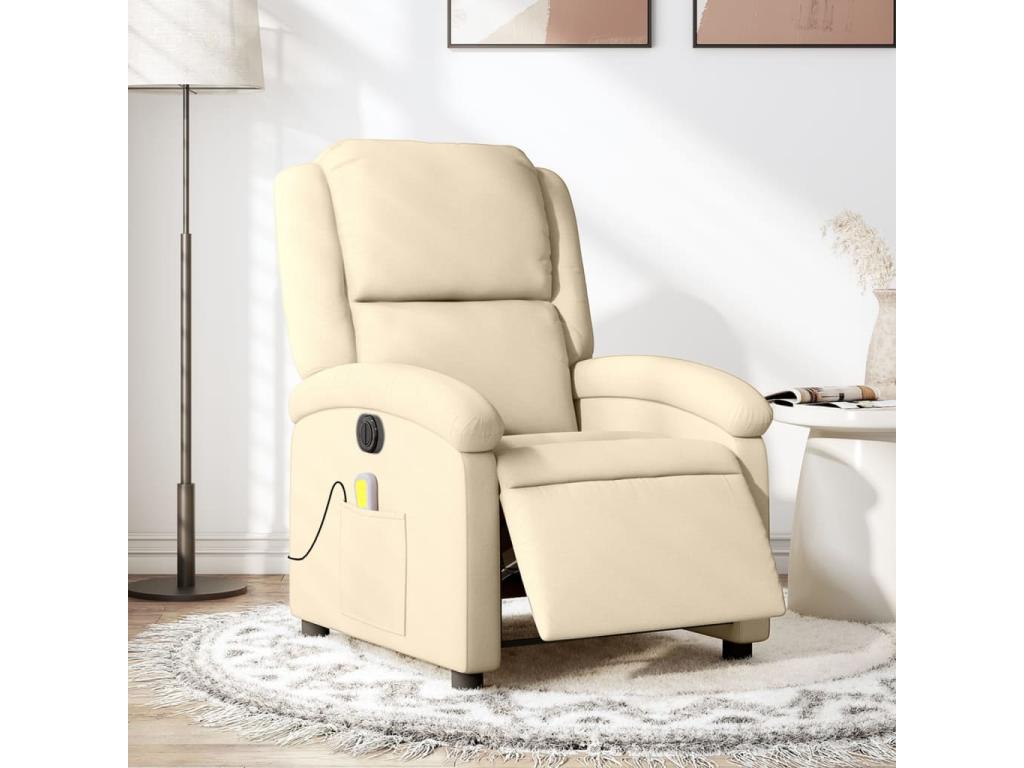 Fauteuil inclinable de massage électrique crème tissu JSLJ32551