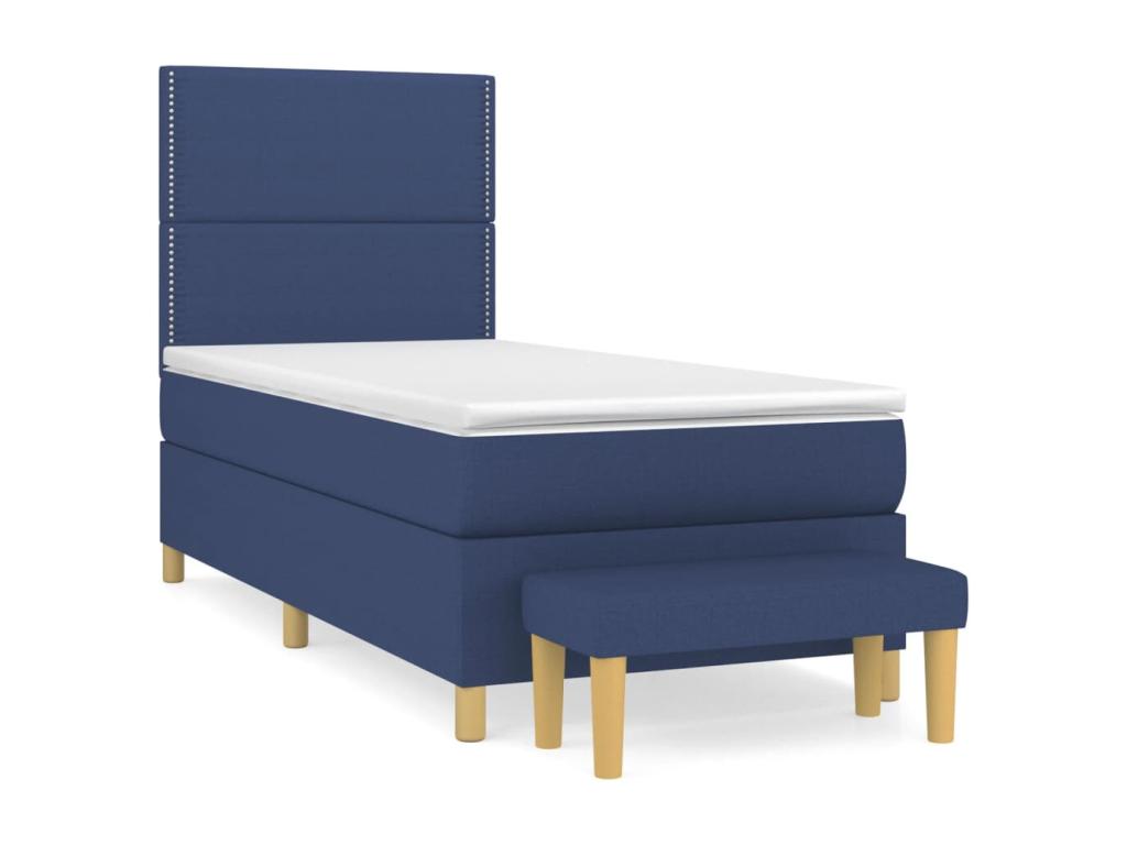 Lit à sommier tapissier avec matelas Bleu 90x190 cm Tissu NYDZ83031