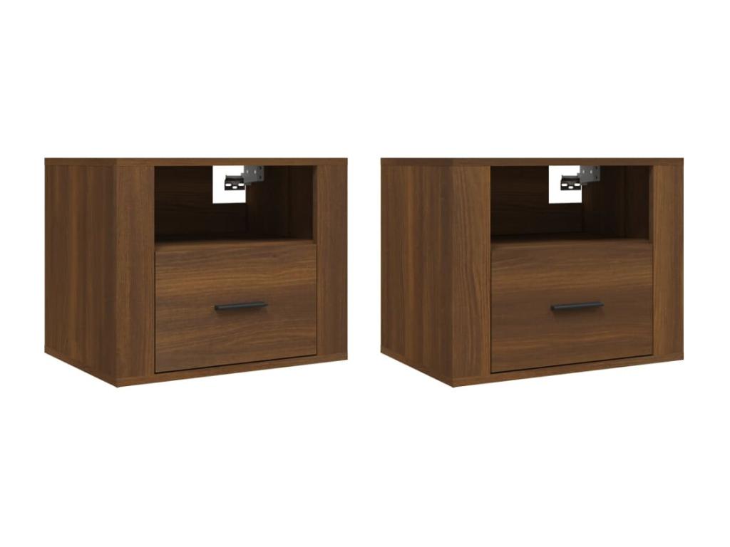 Tables de chevet murales 2 pièces Chêne marron 50x36x40 cm YSFD07073