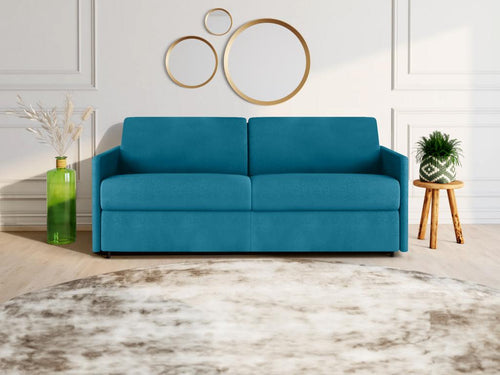Canapé 4 places convertible express en tissu bleu turquoise - Couchage 160 cm - Matelas 22 cm Chicyla FEXU08191