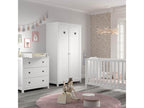 Chicyla - Chambre bébé avec Armoire 2 Portes Commode et Plan à langer laqué Blanc MWSH70249