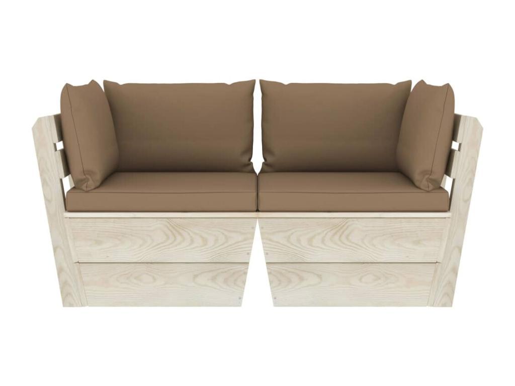 Canapé palette à 2 places de jardin avec coussins Bois d'épicéa