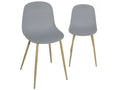 Lot 2 chaises de cuisine design pieds métal ton bois clair YENI gris HPTH80259