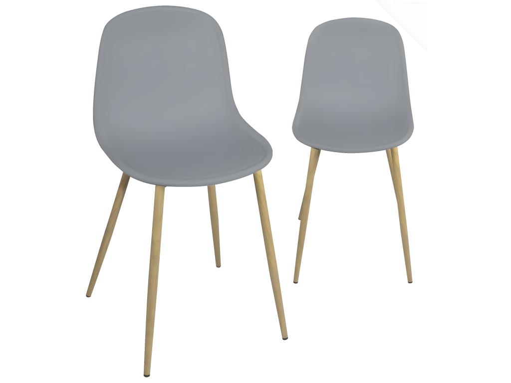 Lot 2 chaises de cuisine design pieds métal ton bois clair YENI gris HPTH80259