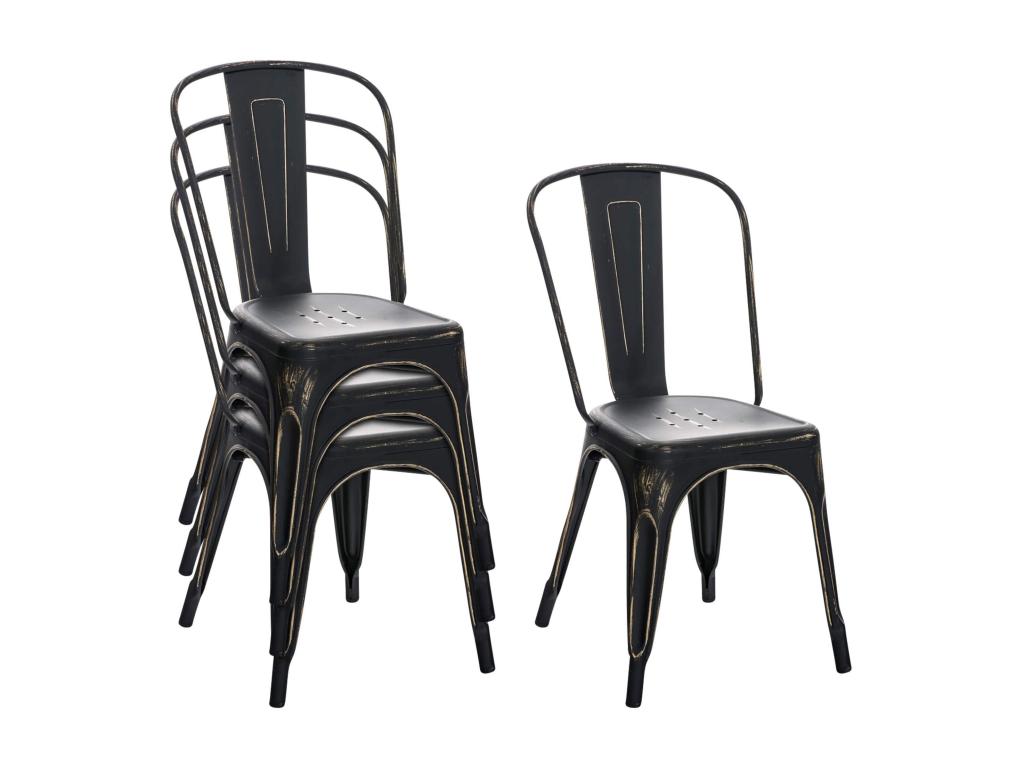 Chaise de bistrot - Métal / Métal - Noir-Or - Chicyla AHGY07618