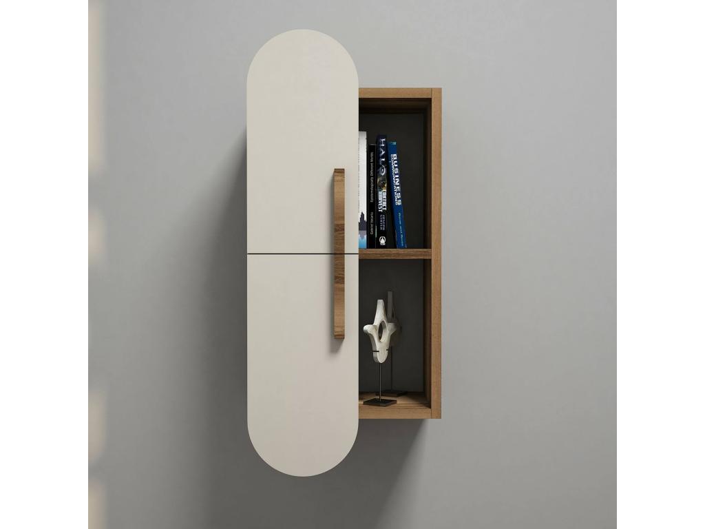 Étagère murale Chicyla Étagère Tablette murale Rayonnage polyvalent 35x22 h60 cm Noyer et Crème BIYN62853