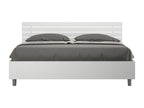 Lit sans sommier 160x190 tête de lit inclinée avec des lames frêne blanc Chicyla OKEV00755