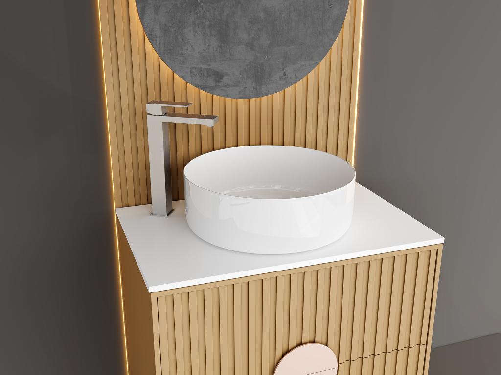 Robinet mitigeur mécanique carré en inox - Couleuris nickel brossé - H31 cm - Chicyla VFWQ44314