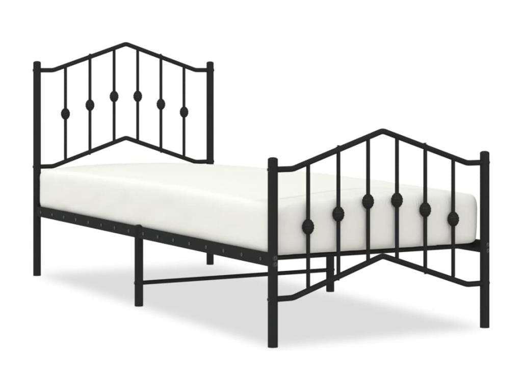 Cadre de lit métal avec tête de lit/pied de lit noir 80x200 cm ZVHN71984