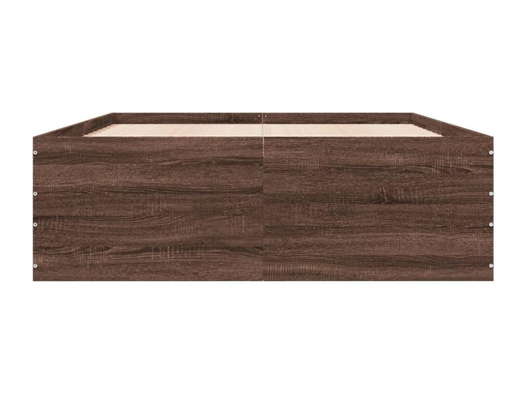 Cadre de lit chêne marron 135x190 cm bois d'ingénierie APHS00530