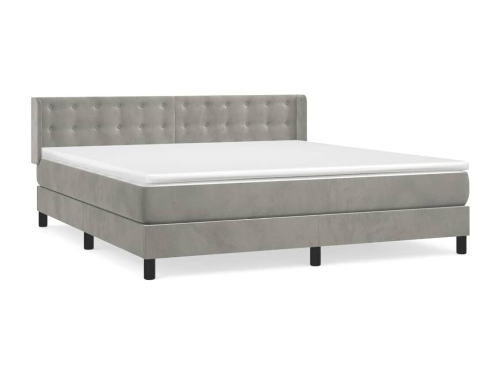 Lit à sommier tapissier et matelas Gris clair 180x200cm Velours NMXV57745