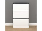 Commode à chaussures de 3 abattants Couleuris Blanc - longueur 73 x profondeur 26 x hauteur 119 cm PIMX83374