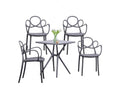 Lot de 4 chaises design avec accoudoirs et table pour le jardin - Dream - Noir YPYW12765