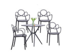 Lot de 4 chaises design avec accoudoirs et table pour le jardin - Dream - Noir YPYW12765