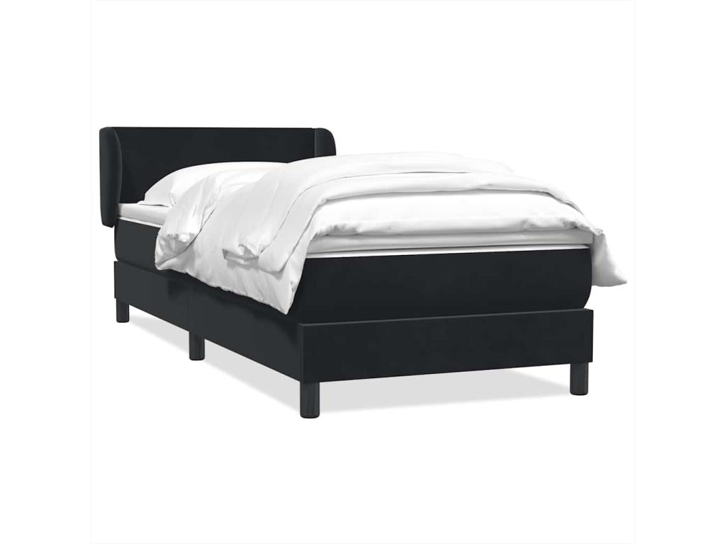 Sommier à Chicyla de lit avec matelas noir 90x210 cm velours CSQB15985