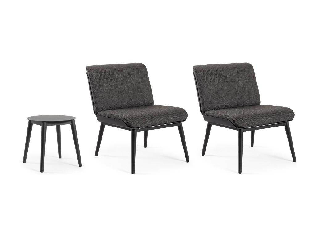 Salon de jardin en aluminium et coussins toile set de 3 - ST Meublori